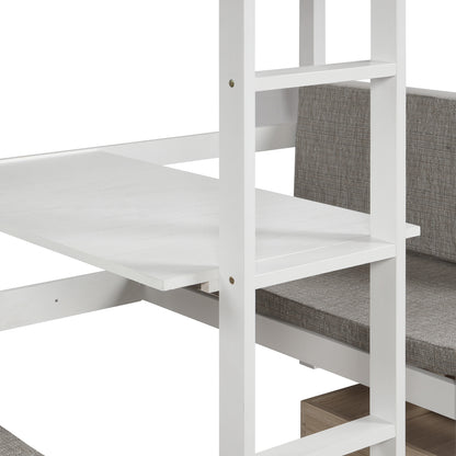 Functional Loft Bed Twin Size,White
