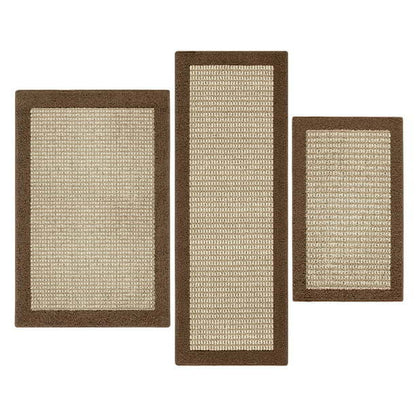 Machine Washable Faux Sisal Gray Indoor Accent Rug Set, 3-Piece Set