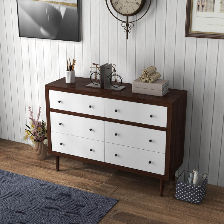 antique-style free-standing dresser with 6 drawers