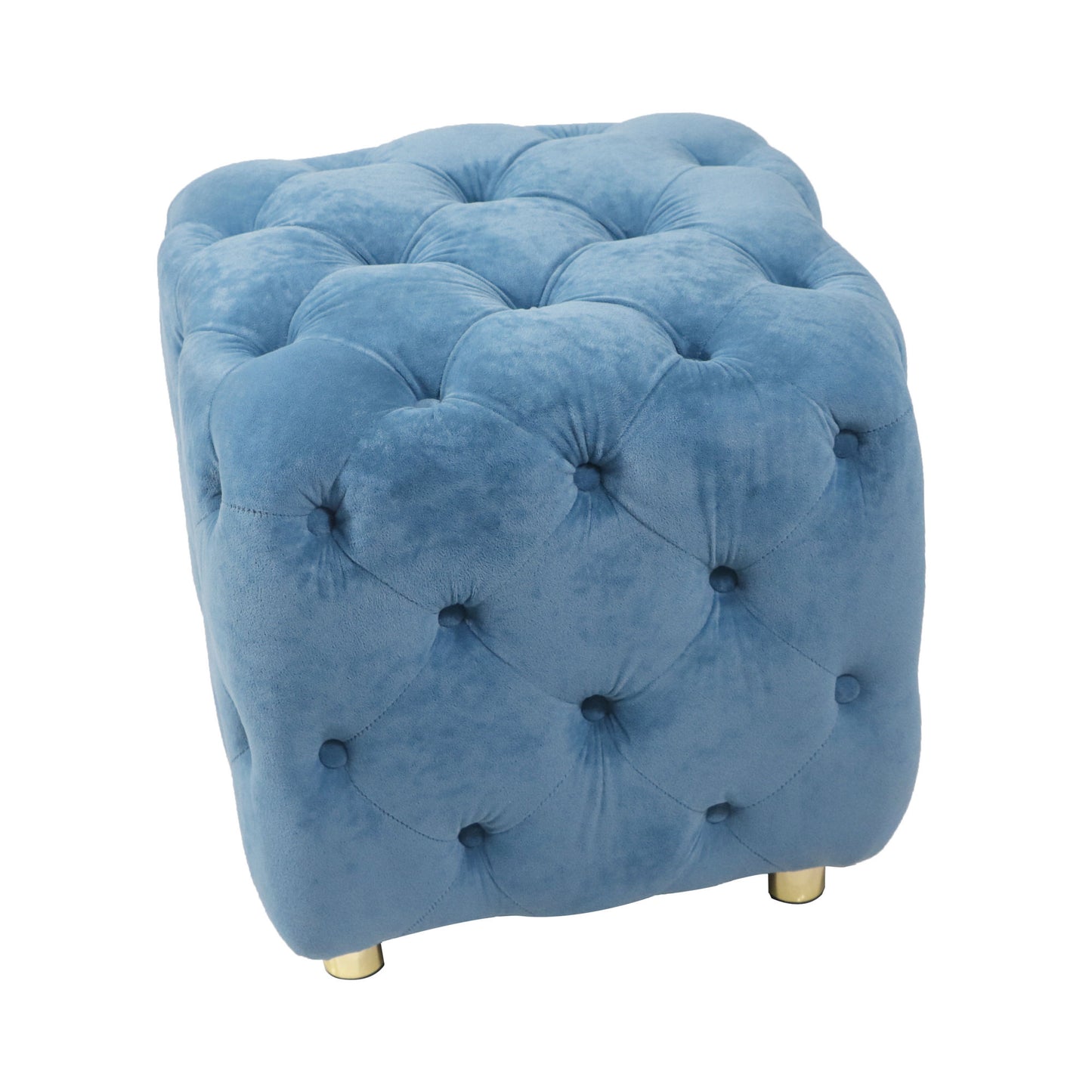 blue modern velvet upholstered ottoman