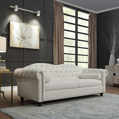 Classic Traditional Upholstered Sofa Set, White