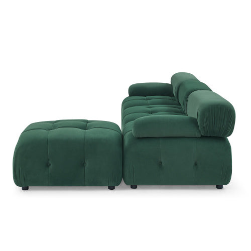 button tufted modular sectional sofa, navy velvet