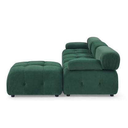 Button Tufted Modular Sectional Sofa, Navy Velvet
