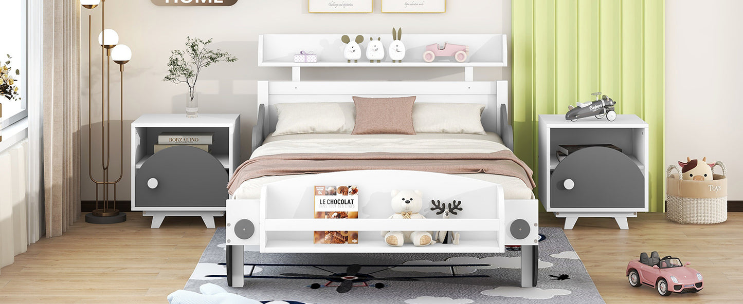 twin size car-shaped platform bed, white