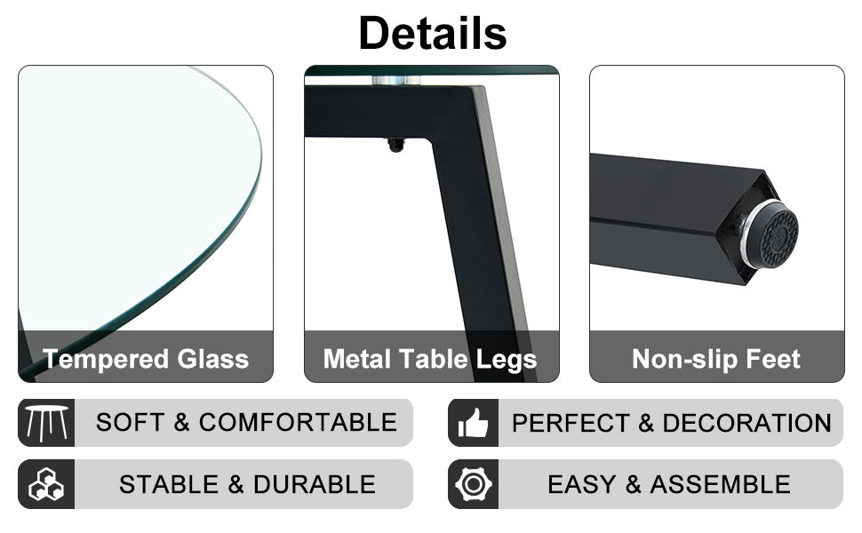 6-piece dining set- transparent tempered glass