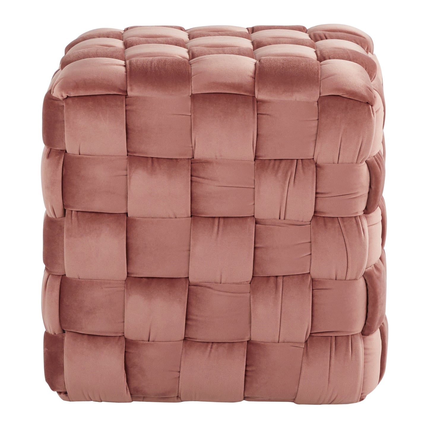 square braided 16" ottoman in blush pink velvet by lumisource