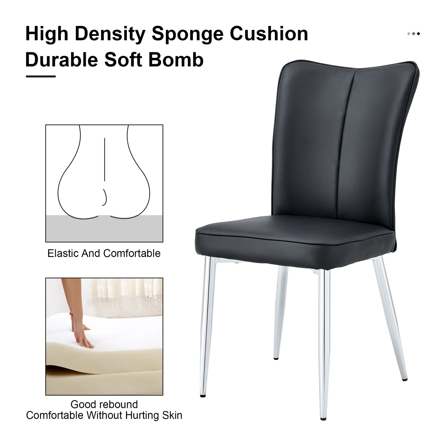 modern leather dining chairs set of 4 chairs, blacks