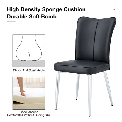 Modern Leather Dining Chairs Set of 4 Chairs, Blacks