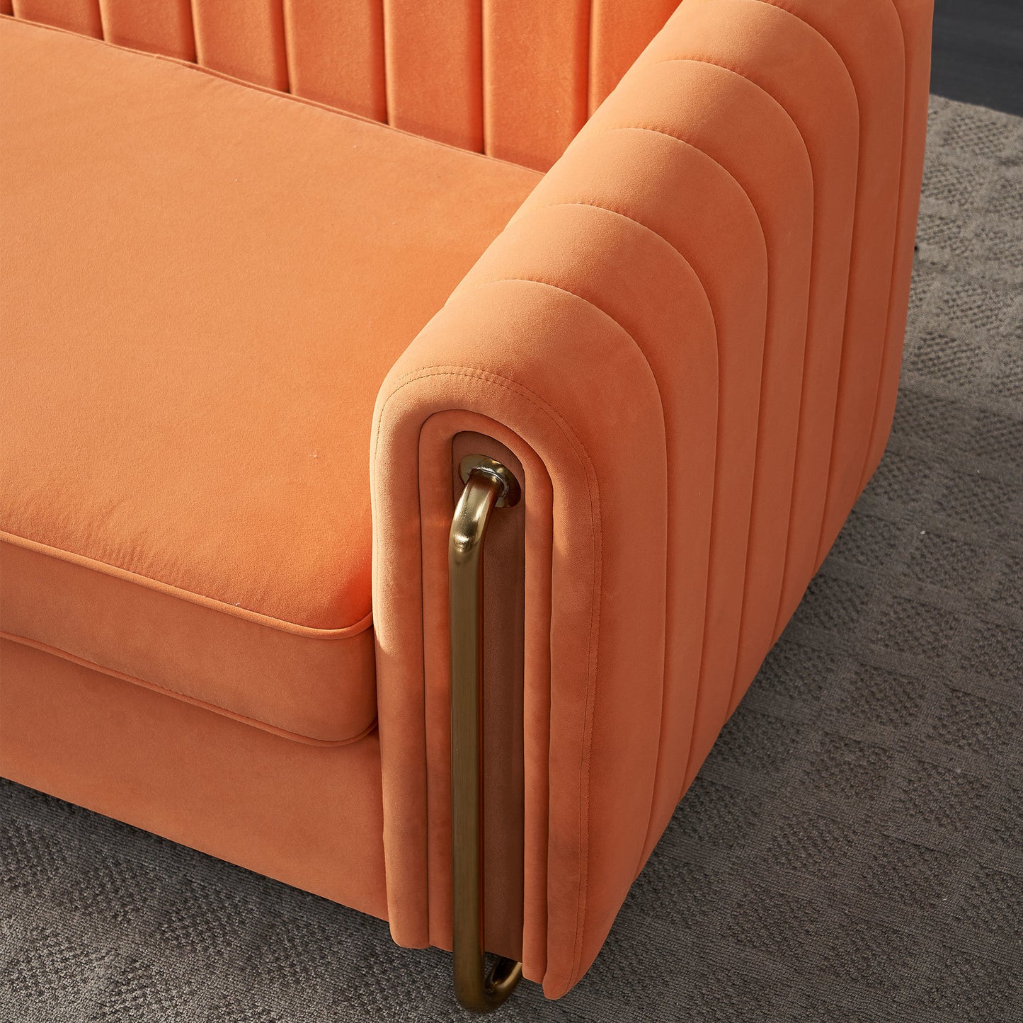 cane velvet sofa , orange