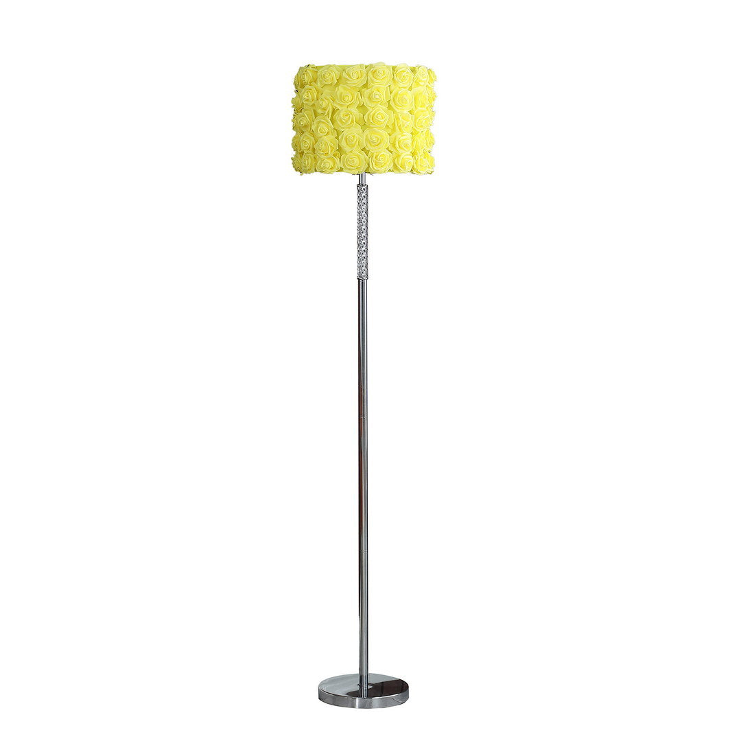 63"in yellow roses in bloom acrylic/metal floor lamp