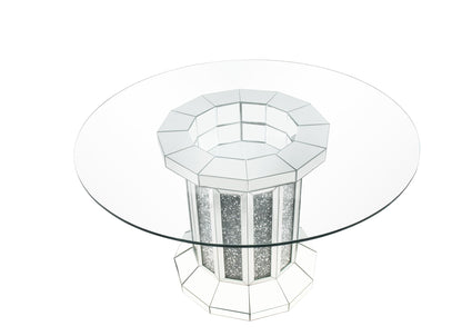 ACME Noralie Dining Table, Mirrored & Faux Diamonds