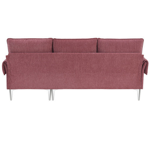 chenille l-shaped sofa with 2 pillows