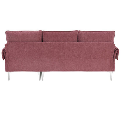 Chenille L-Shaped Sofa with 2 Pillows
