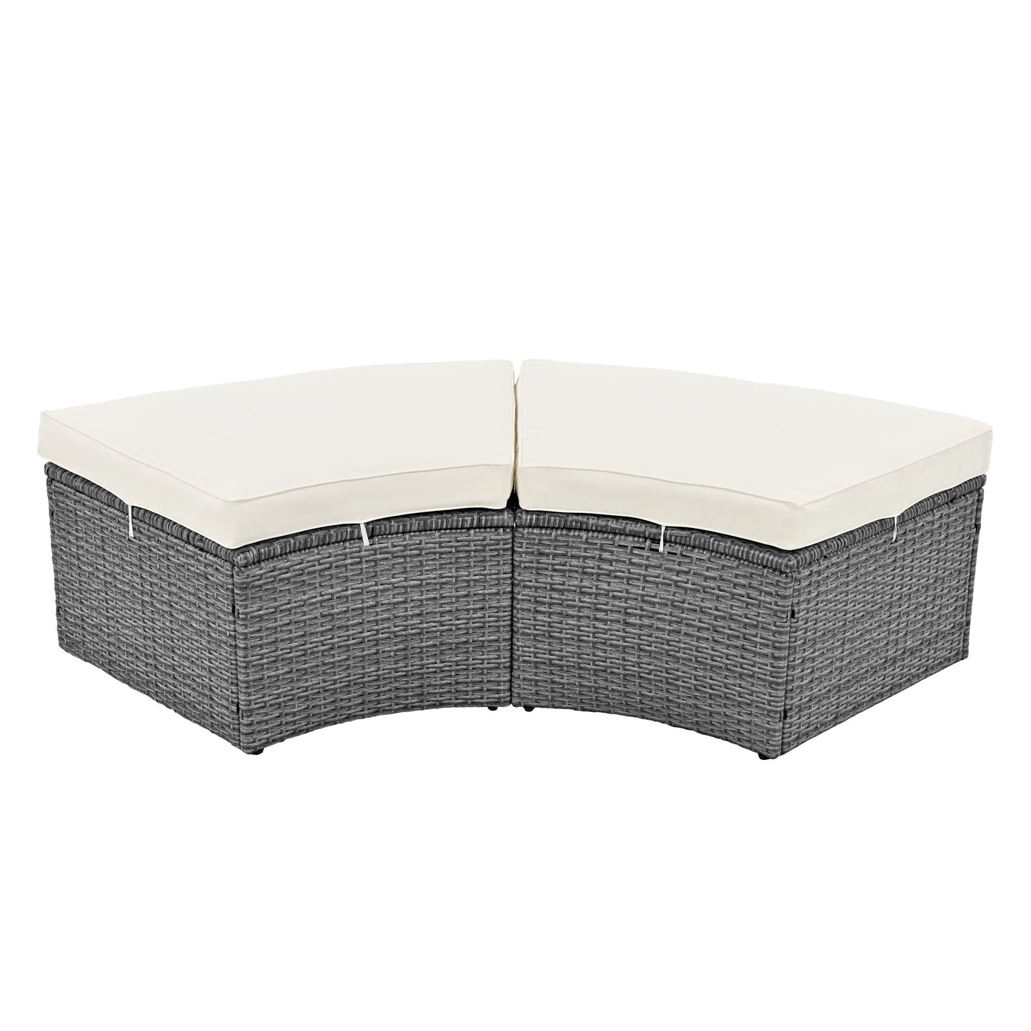 topmax patio 5-piece round rattan sectional sofa set, beige