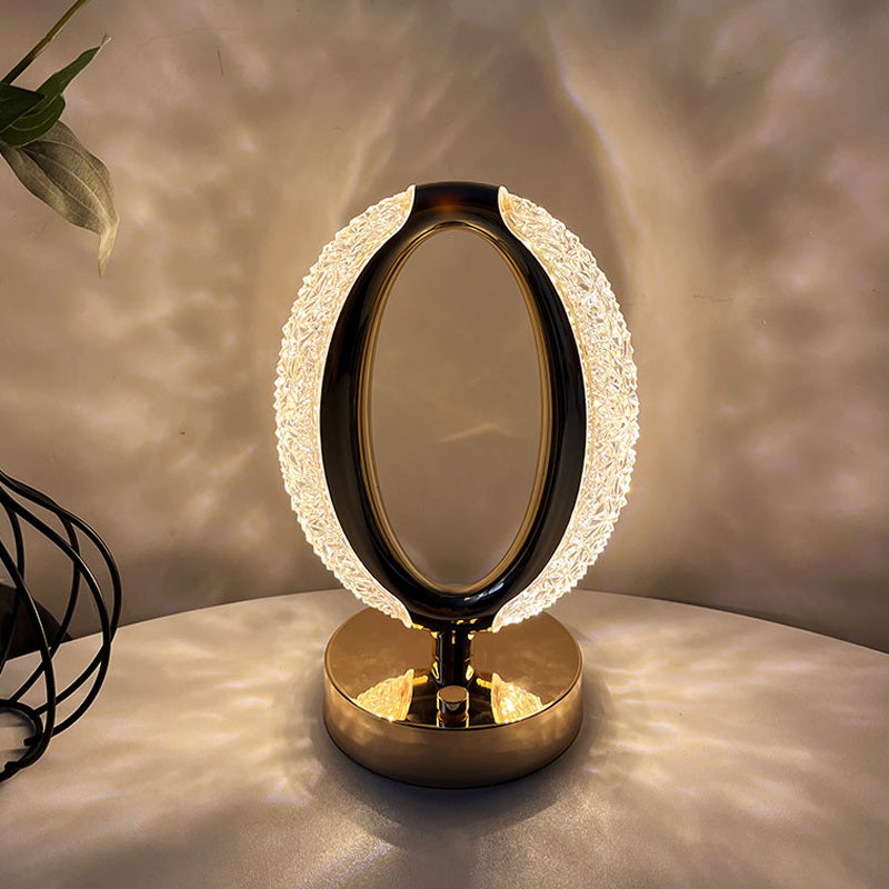 acrylic crystal modern luxury rechargeable table lamp with usb charging port