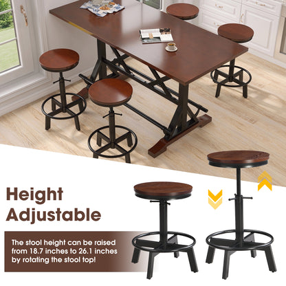 5-Piece Dining Table Set, 59" Wooden