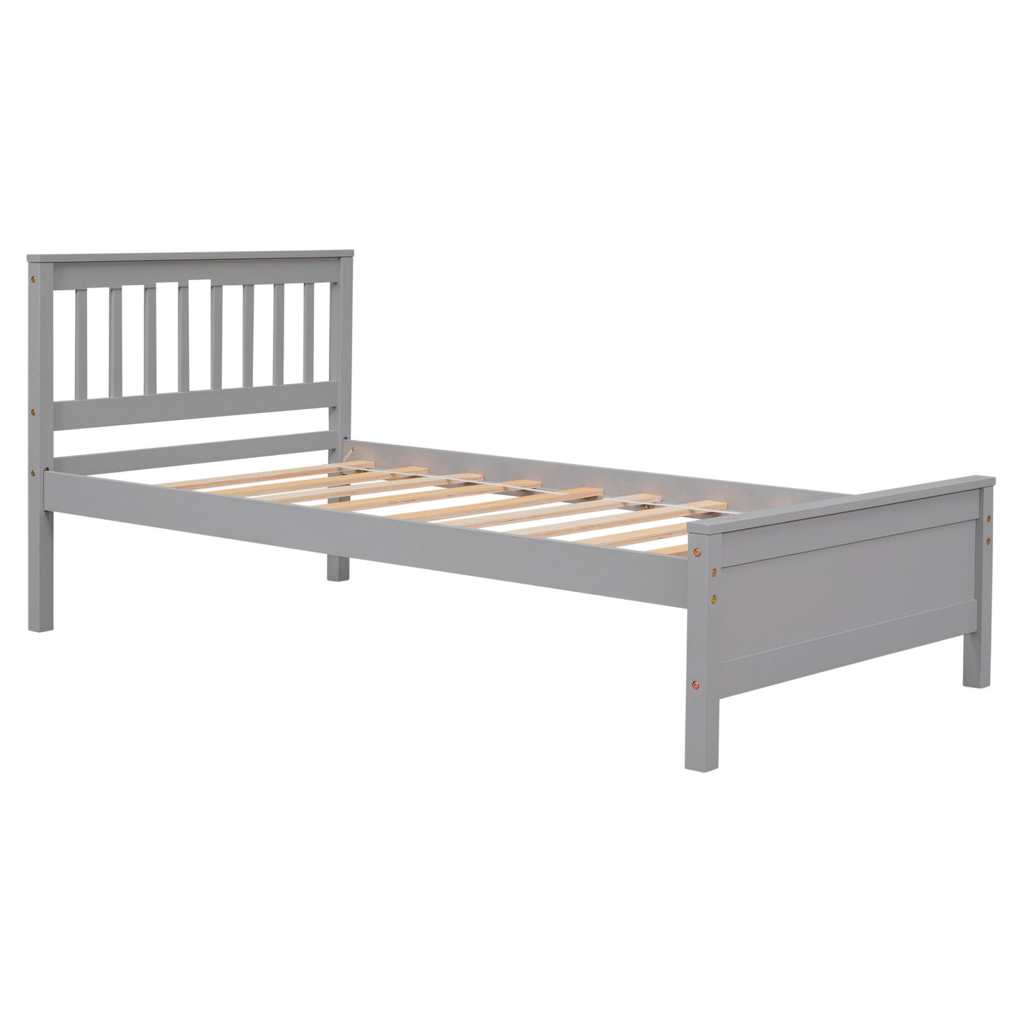 twin bed with headboard & nightstand, grey