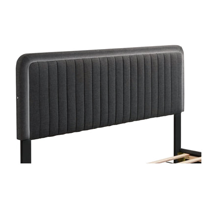 Queen Upholstered Footboard Bed with Storage, Dark Grey