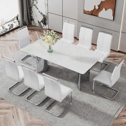 Zara Marble Dining Table, Silver