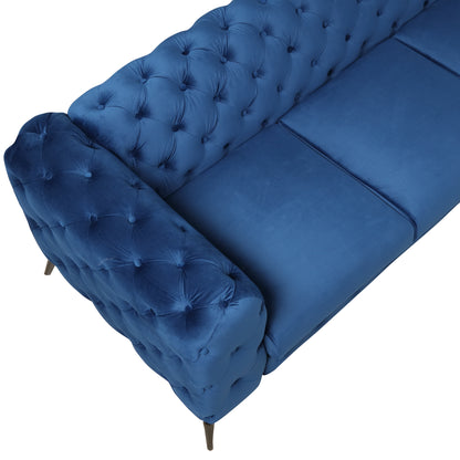 Sara Velvet Upholstered Sofa Blue