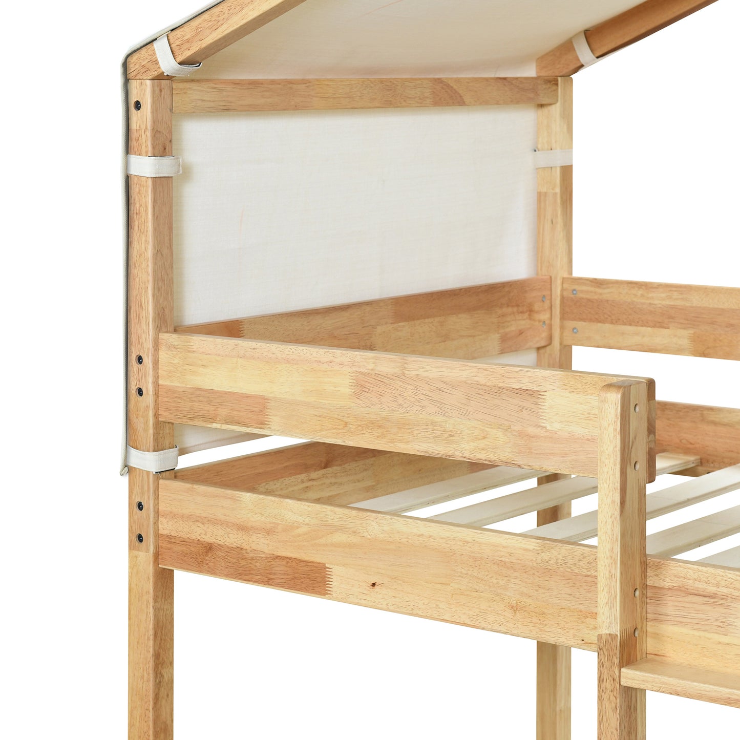 twin over twin bunk bed wood bed with tent