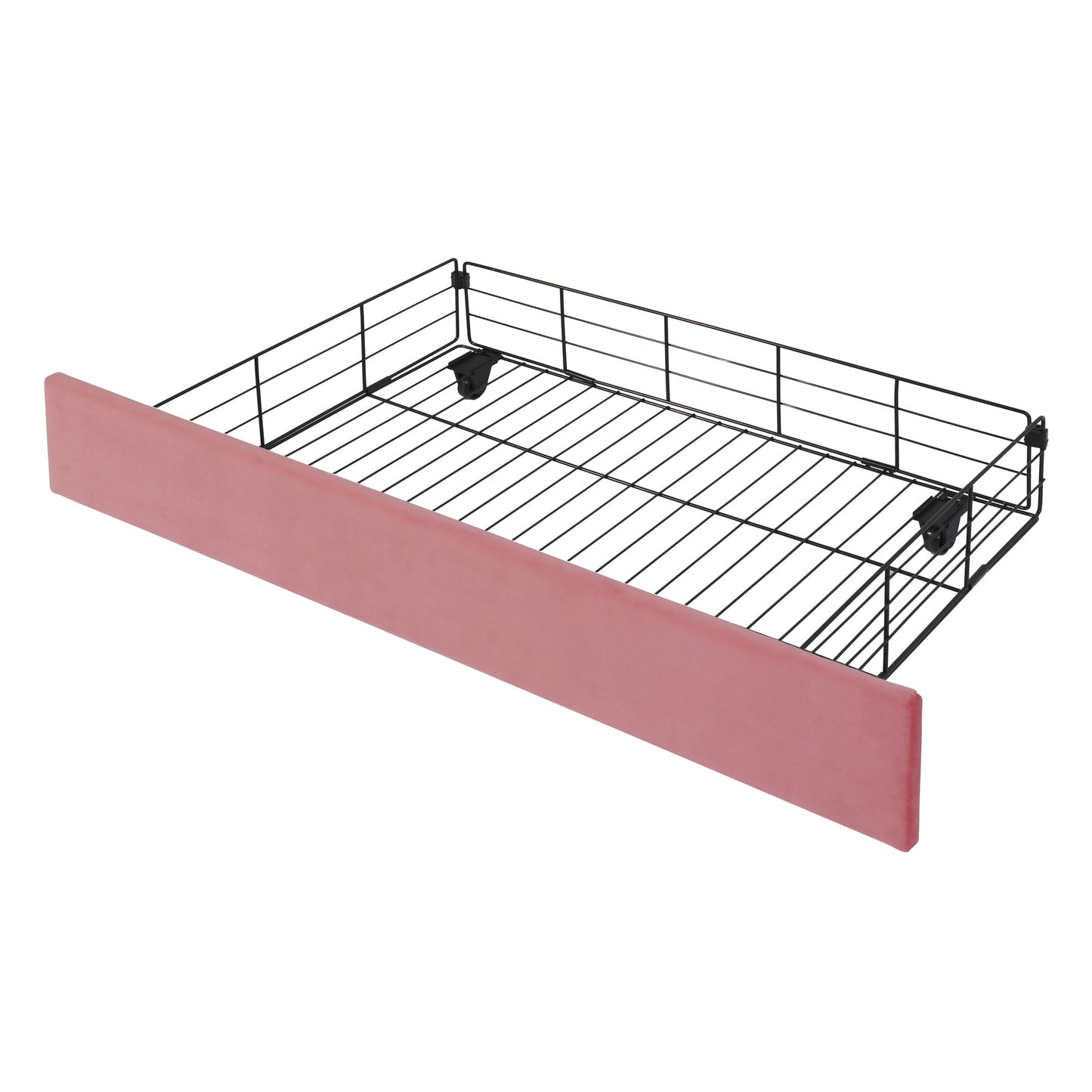 irregular upholstered platform bed with led lights and 4 drawers, pink