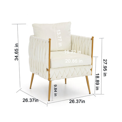 Fluffy Tufted Upholstered Sofa Set, Cream White Velvet