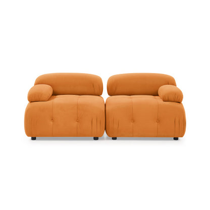 Button Tufted Modular Sectional Sofa, Navy Velvet