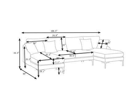 Holly Comfy Sectional, Blue+Light Grey