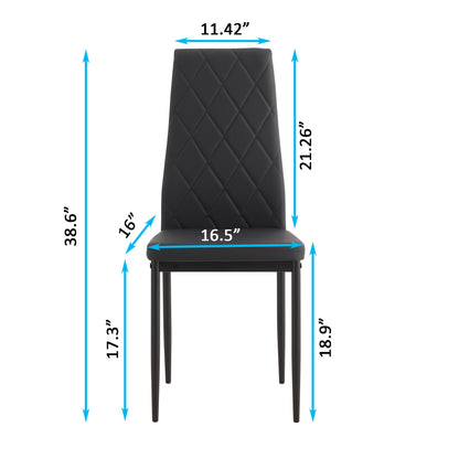 5-piece Rectangle Dining Table Set -Tempered Glass, Black