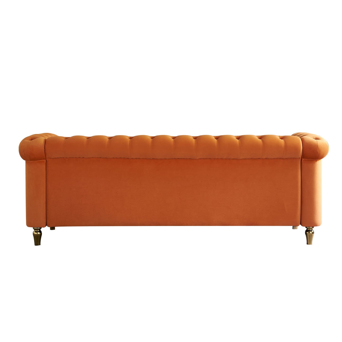 chesterfield velvet sofa, orange