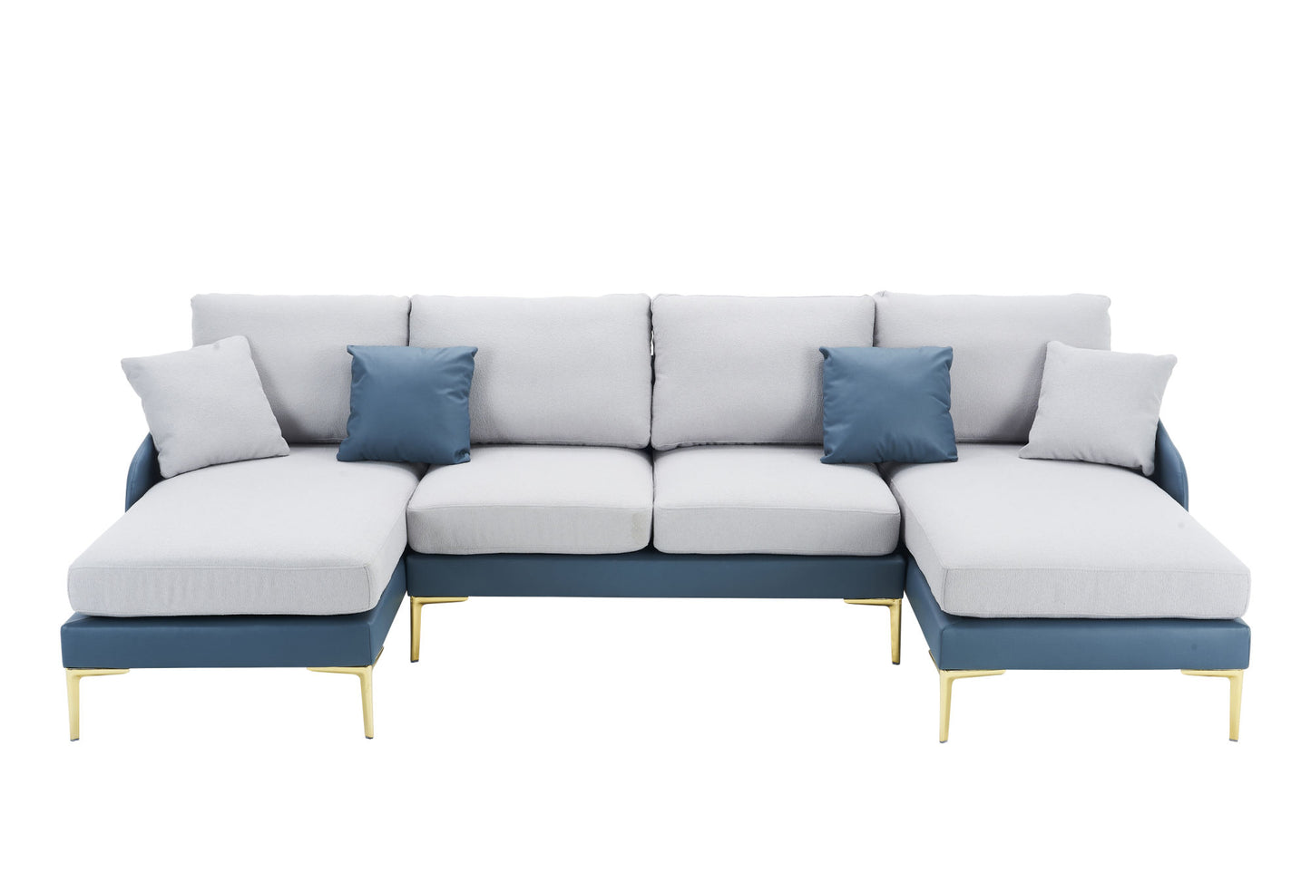 holly comfy sectional, blue+light grey