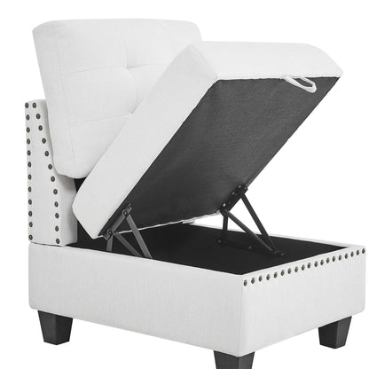U shape Modular Sectional with Ottoman, Ivory