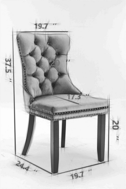 Nikki Collection Modern High-end Tufted Dining Chairs 2-Pcs Set, Wine Red
