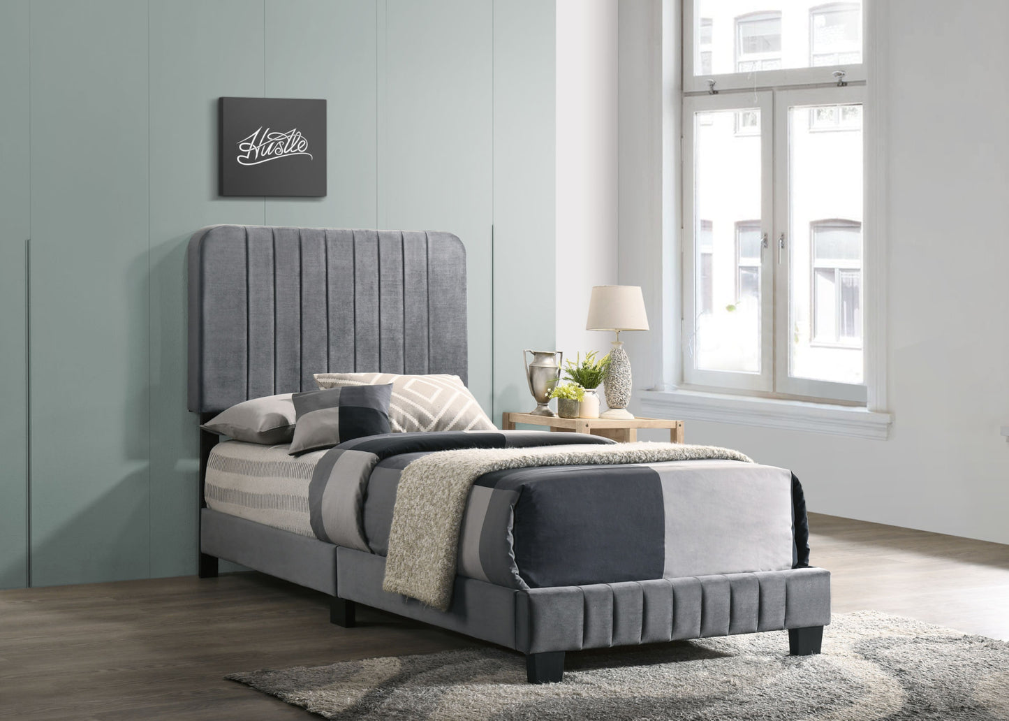 lodi twin bed , gray