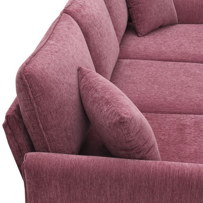 Chenille L-Shaped Sofa with 2 Pillows