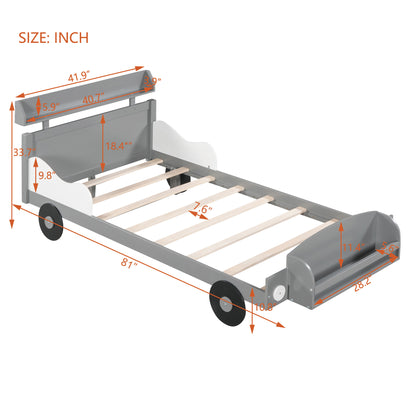 Twin Size Car-Shaped Platform Bed, Gray