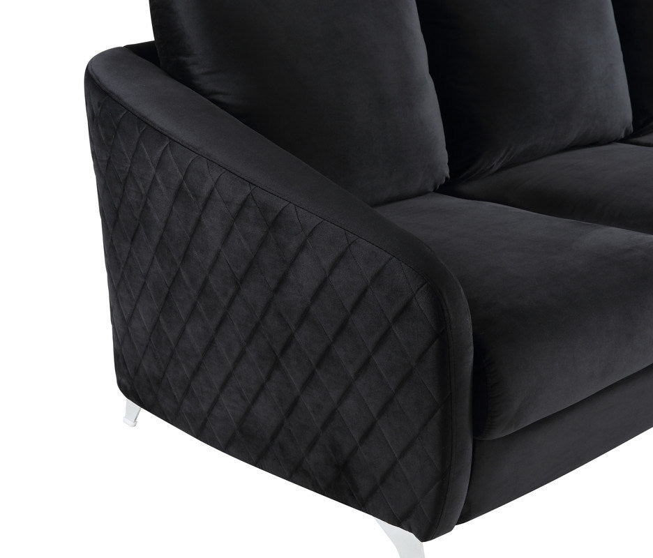 sofia velvet sofa set, black