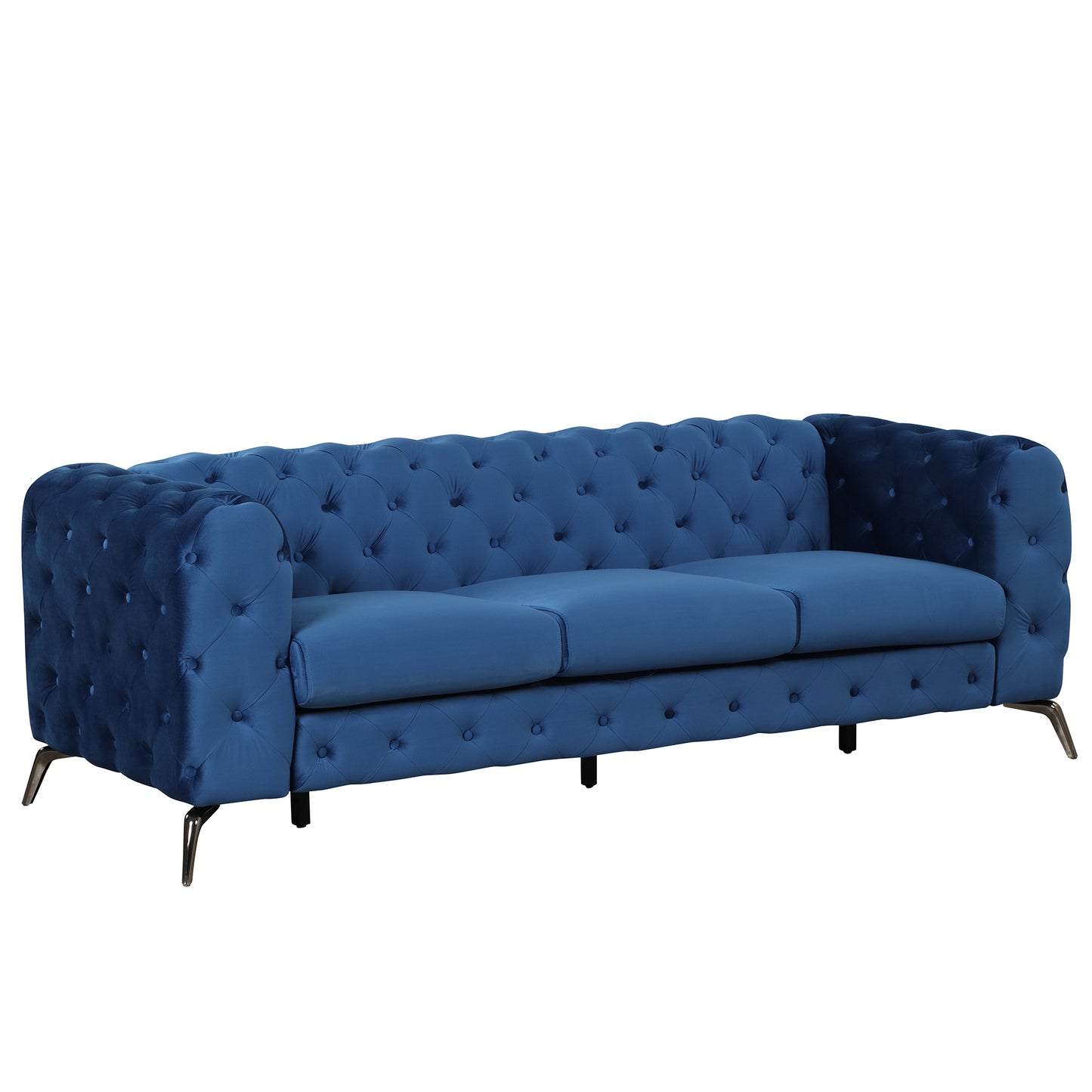 sara velvet upholstered sofa blue