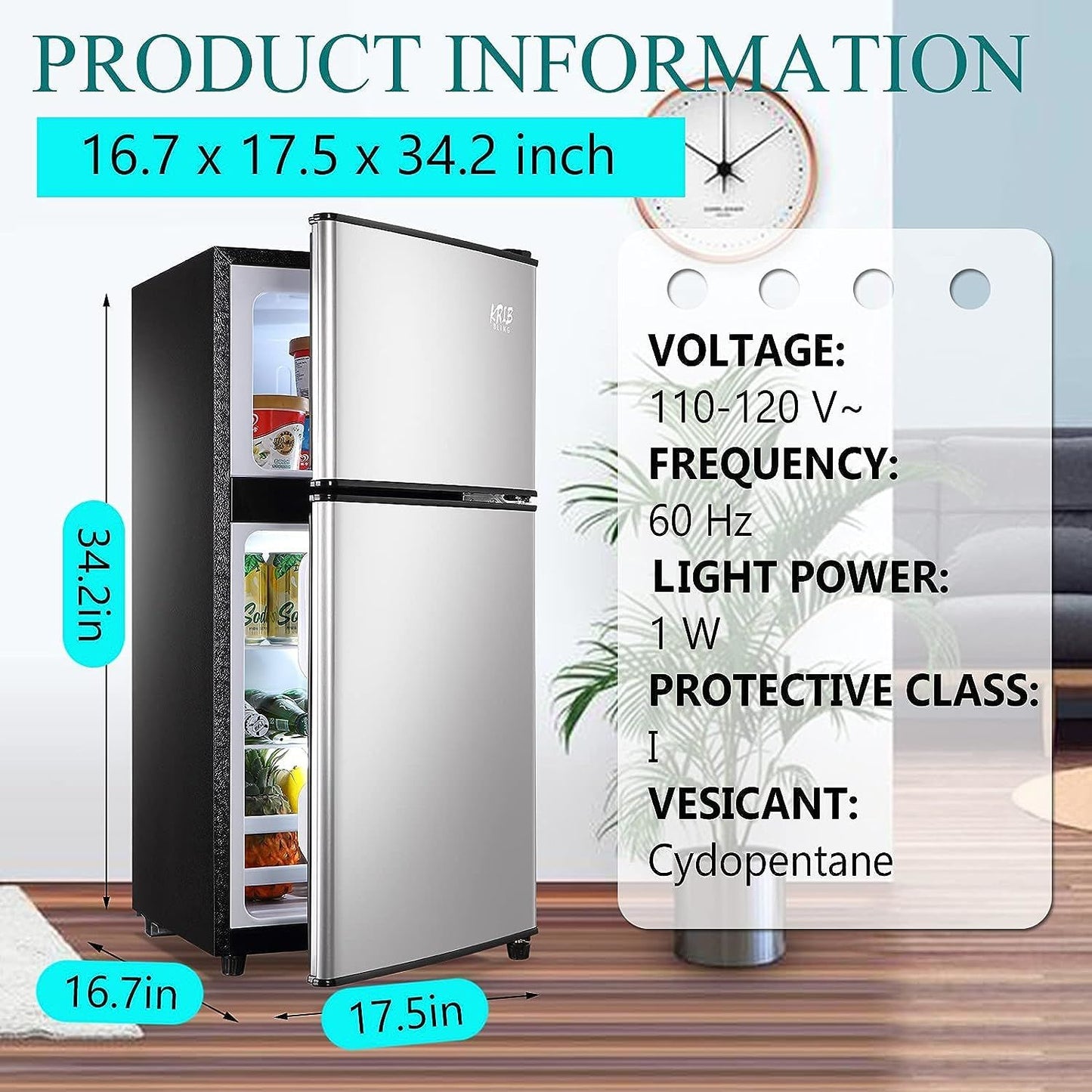 3.5cu.ft compact refrigerator mini fridge with freezer