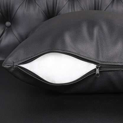 Button Tufted Upholstered Sofa, Black