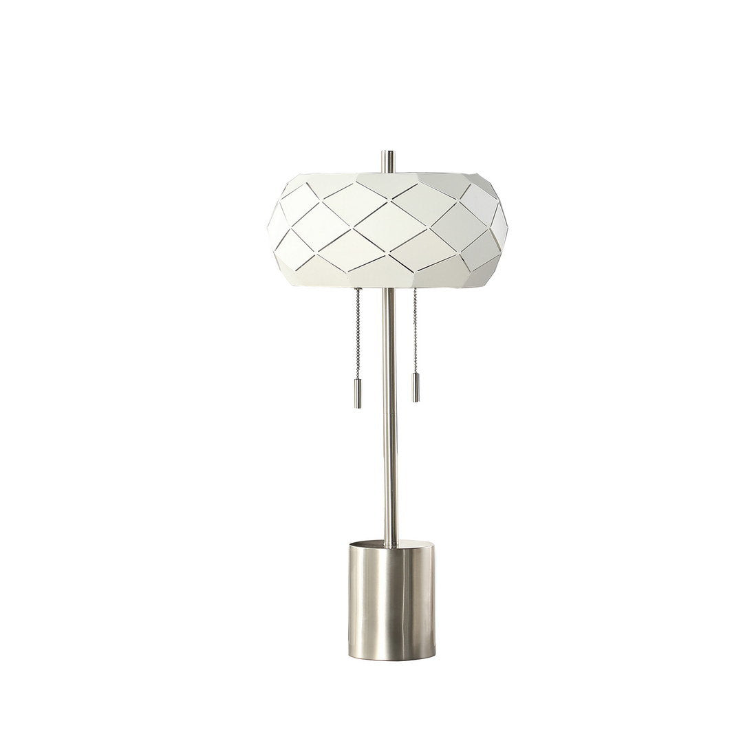 28" in legeme mid century danish 2-light steel pull chain table lamps