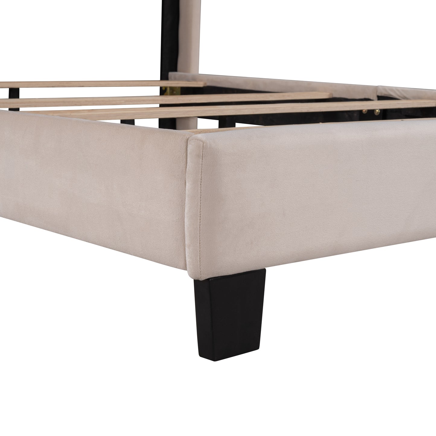 velvet upholstered king platform bed