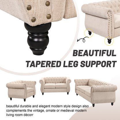 Modern Chesterfield 3-Piece Sofa Set