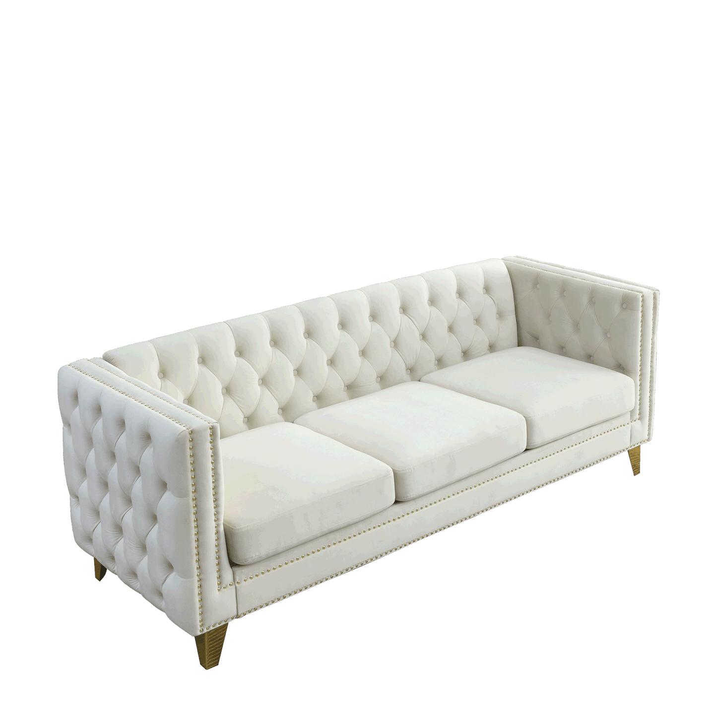 3-seater + 2-seater combination sofa, beige velvet