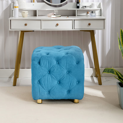 Blue Modern Velvet Upholstered Ottoman