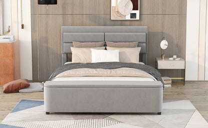 Holly Upholstery Platform Bed with Storage Headboard and Footboard