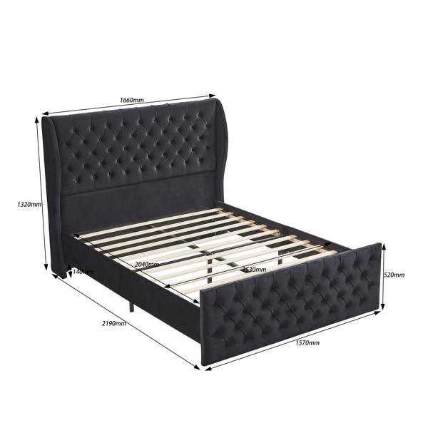 chesterfield upholstered wingback velvet bed