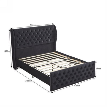 Chesterfield Upholstered Wingback Velvet Bed
