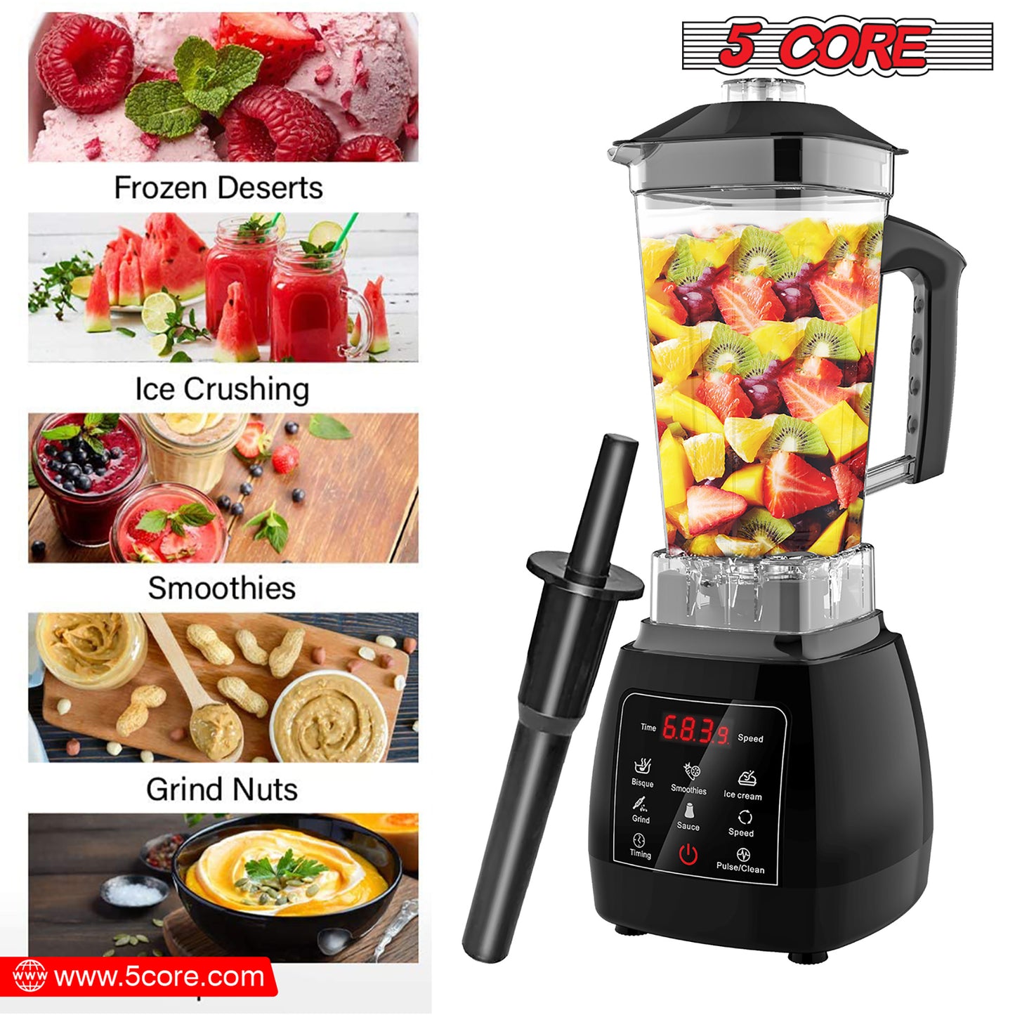 5 core 2l professional touch screen blender